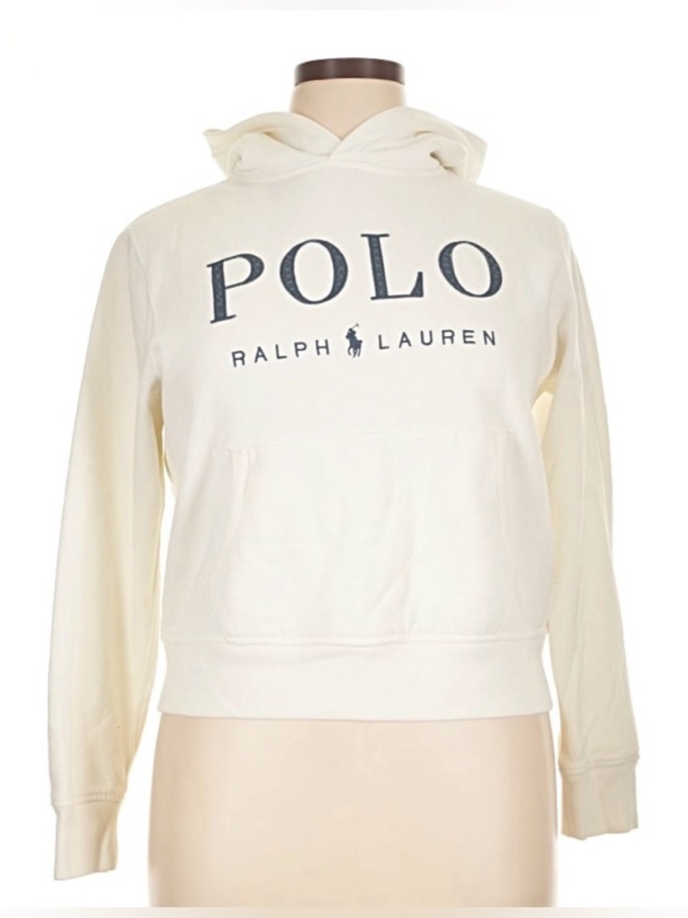 Polo Ralph Lauren White and Blue Logo Hoodie in XL